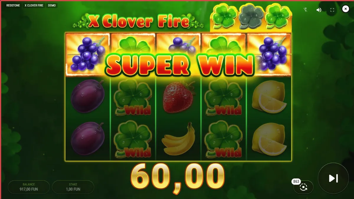 Ang madilim at nagbabagang disenyo ng X Clover Fire slot machine